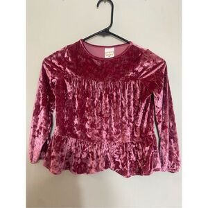 Girls pink velvet feel‎ long sleeve shirt size 6 x
